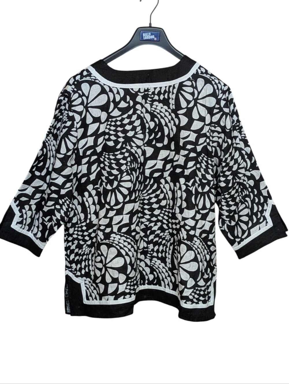 Shanghai Red Woman 100% Linen Black and White Tunic Top Size 2X - Picture 2 of 8